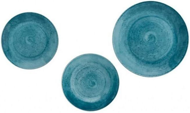Brandani 53882 Servizio Tavola 18pz Essential Oceano Porcellana 6 Piatti Piani 6 Piatti Fondi 6 Piatti Dessert
