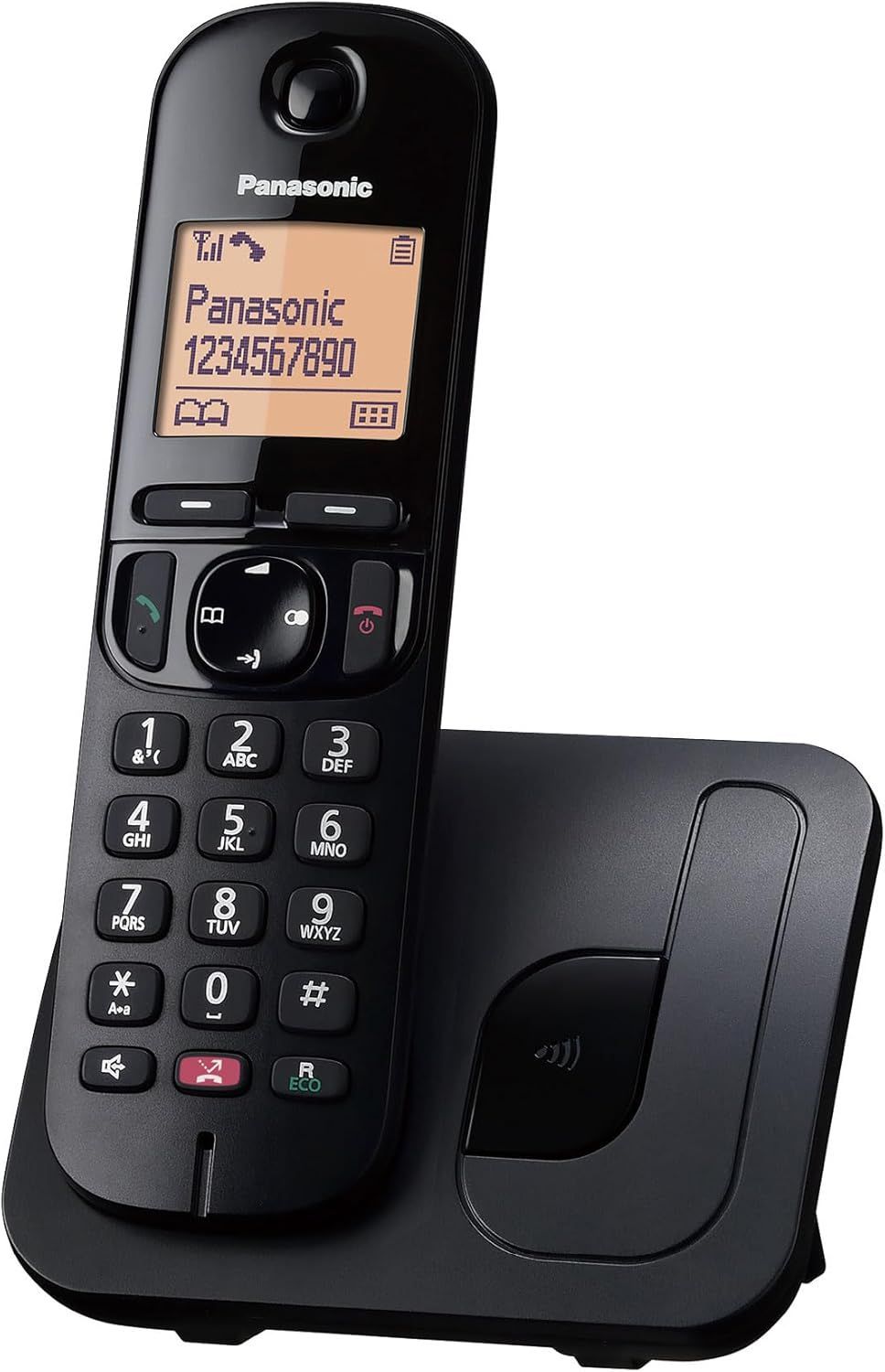 Panasonic KX-TGC250JTB Telefono Cordless Digitale per Anziani con Blocco delle Chiamate Indesiderate, Display di Facile Lettura, Vivavoce, Sveglia, Ricevitore Singolo, ID Chiamante, Nero