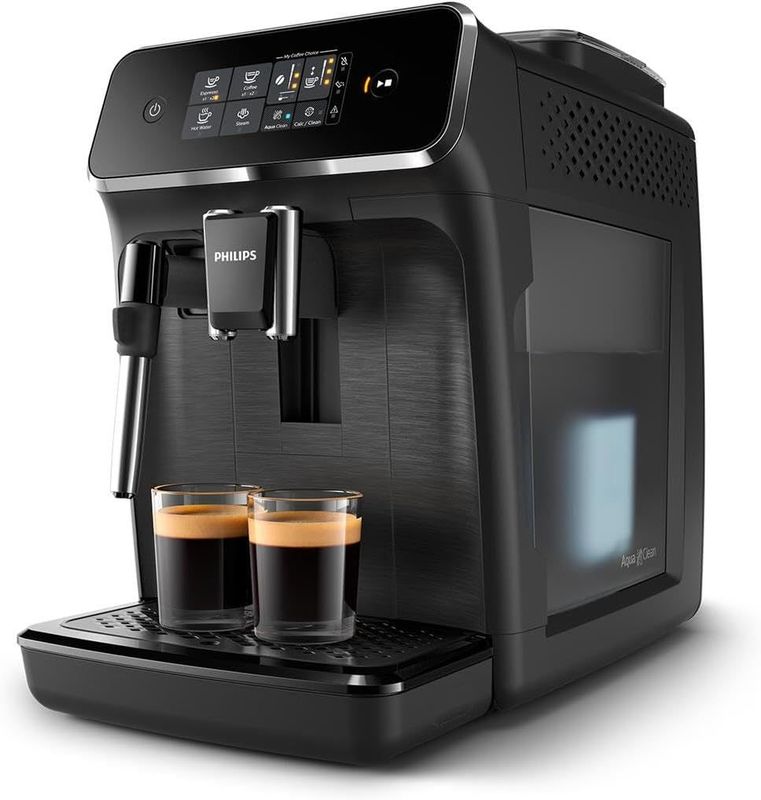 PHILIPS 2200 Series Macchina da Caffè Automatica - Montalatte Classico, Display Touch Intuitivo, Nero Opaco (EP2220/10) [Classe di efficienza energetica A]