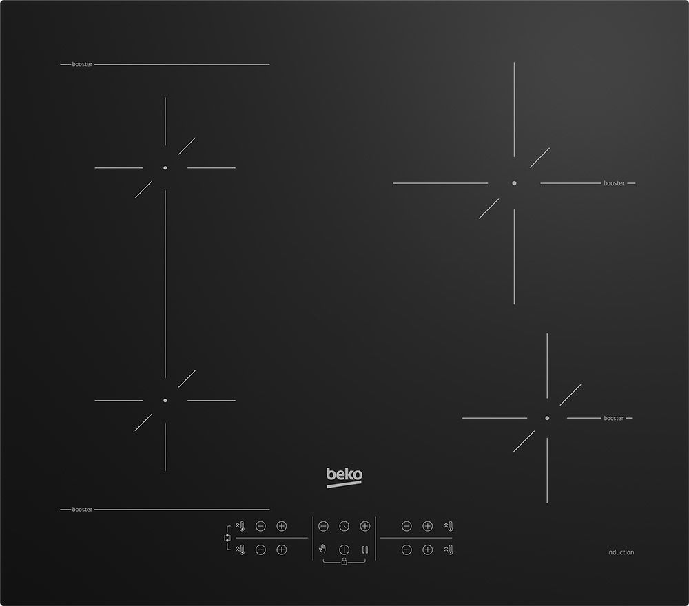 Beko HII64200SFMT piano cottura Nero Da incasso 59 cm Piano cottura a induzione 4 Fornello(i)