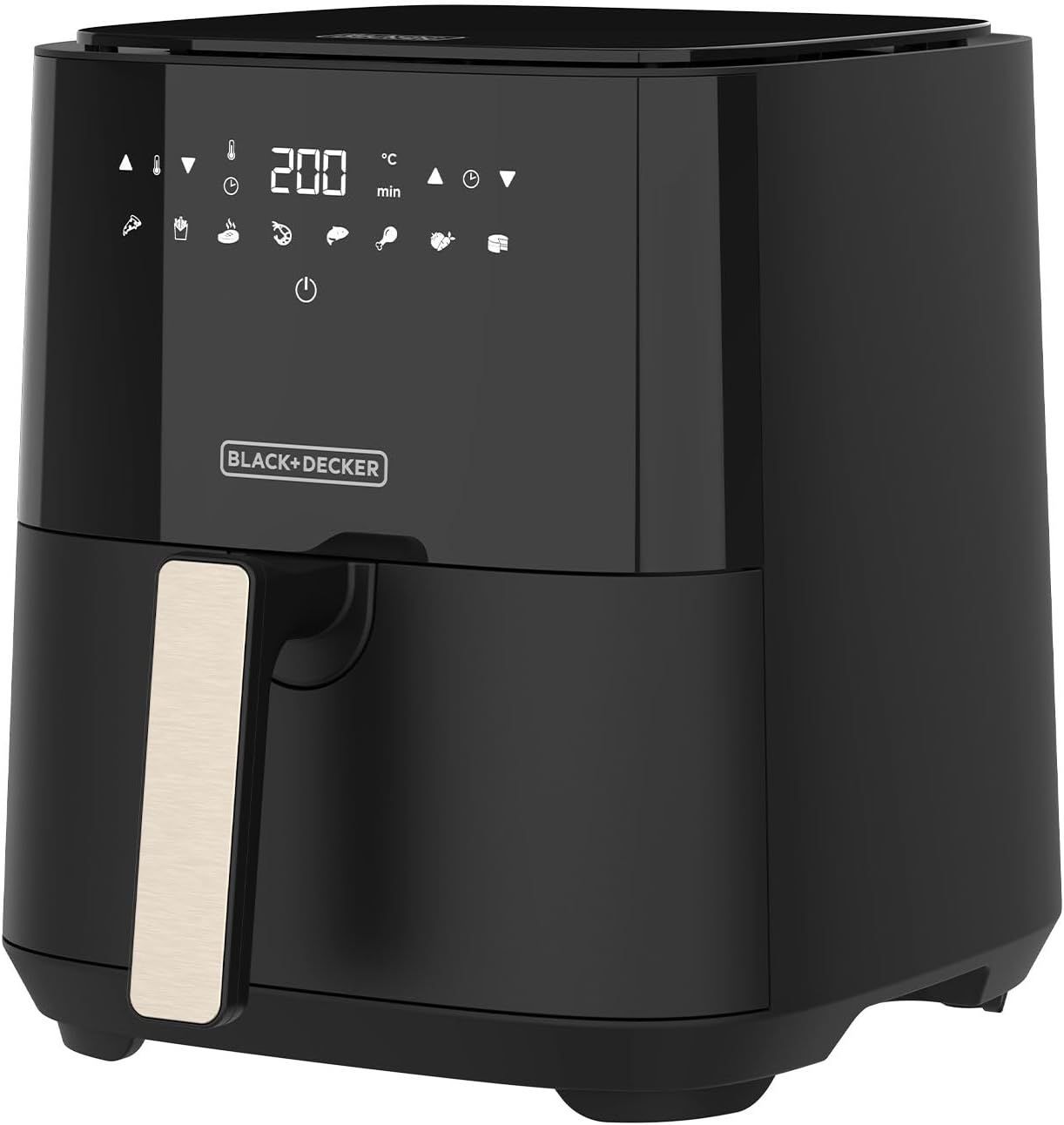 Black+Decker - Friggitrice ad Aria Senza Olio BXAF5000E | 1300W | Capacità 5L | 8 Programmi Preimpostati | Riduzione del Grasso del 99% | Cestello Antiaderente e Facile da Pulire