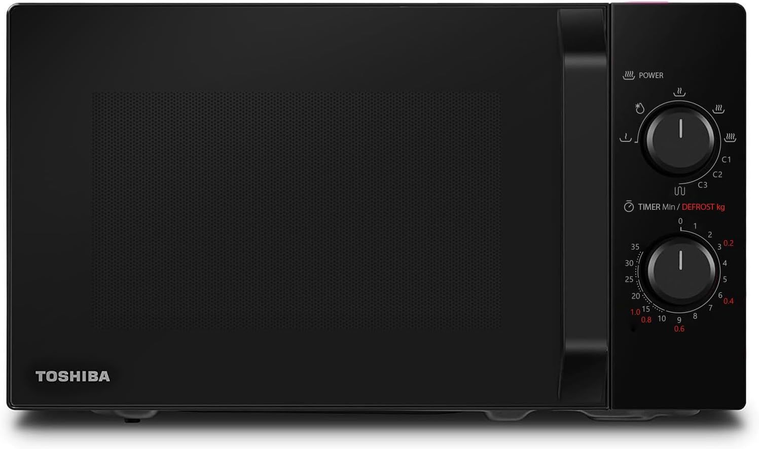 Toshiba MW2-MG20P(BK) 3-in-1 Forno Microonde Grill Combinato, 20 L, 5 Livelli di Potenza Regolabili, Timer, 800 W, Grill 1000 W, Nero