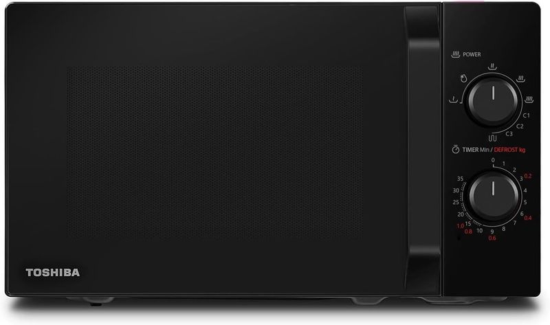 Toshiba MW2-MG20P(BK) 3-in-1 Forno Microonde Grill Combinato, 20 L, 5 Livelli di Potenza Regolabili, Timer, 800 W, Grill 1000 W, Nero