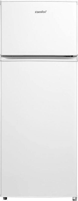 COMFEE' RCT284WH2A frigorifero con congelatore/congelatore superiore/176 kWh/anno/143cm Altezza/Luce LED/Cerniera porta reversibile/Bianco [Classe di efficienza energetica E]