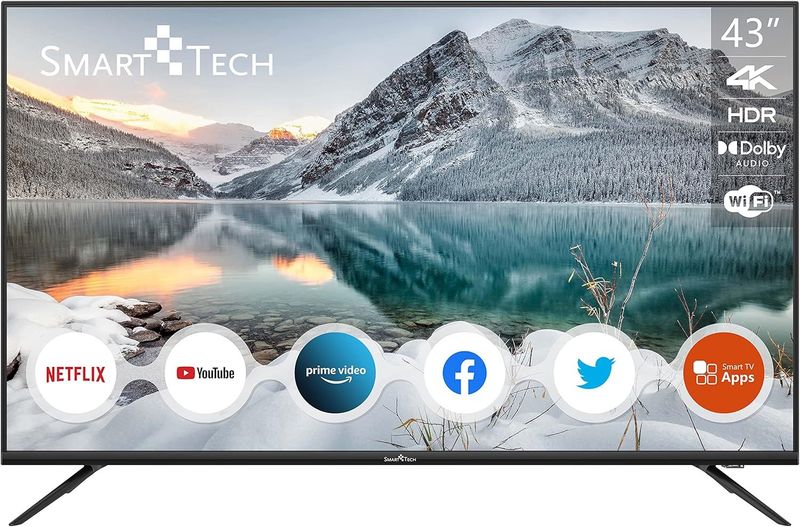 Smart Tech TV LED 4K UHD Netflix/Youtube 43" 109cm, T2/S2/C, Dolby Audio, SMT43F30UV2M1B1