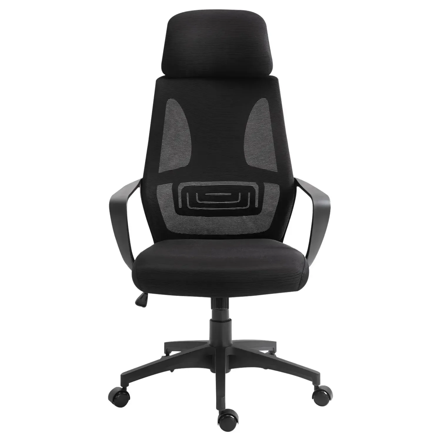 Vinsetto Sedia da Ufficio Reclinabile con Poggiatesta e Supporto Lombare, in Poliestere, 64x55x116-126 cm, Nero