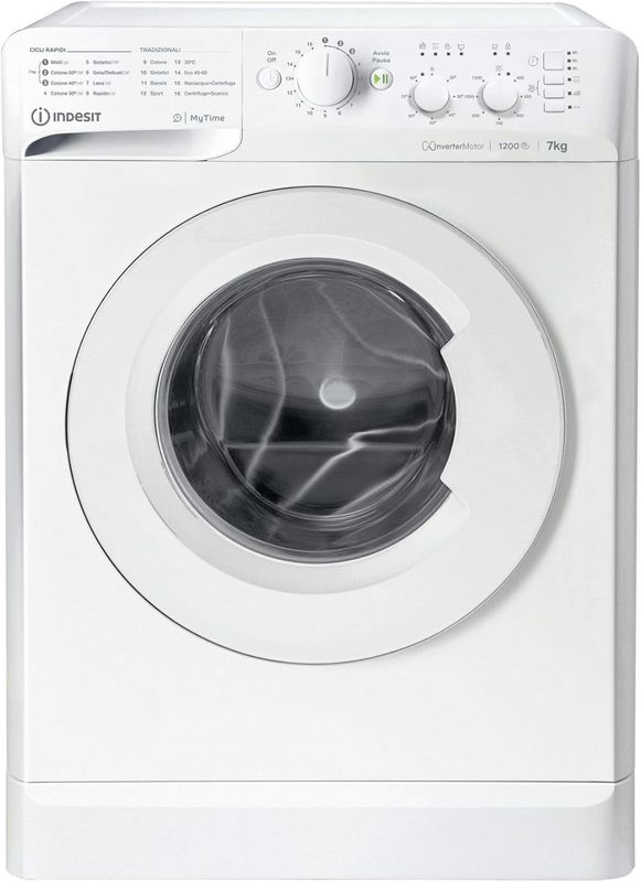 Lavatrice A Libera Installazione MTWC71296WIT Vapore, Carica Frontale 1200 Giri, Cestello Spazioso da 7 Kg, Inverter, Rapida, Efficiente, Classe Energetica A [Classe di efficienza energetica A]