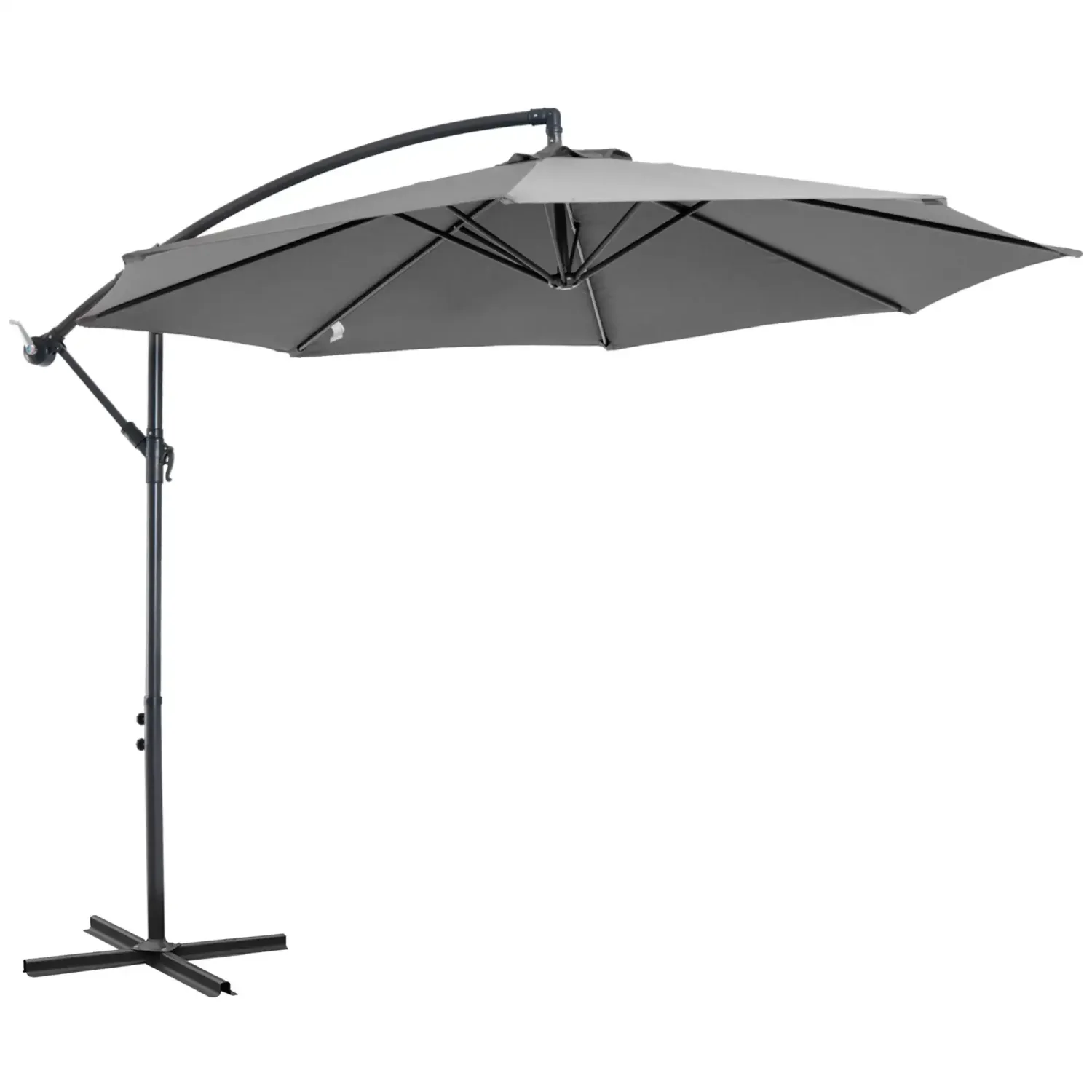 Outsunny Ombrellone da Esterni 3x2.5 m Decentrato con Manovella, Struttura in Acciaio e Poliestere Anti-UV, Grigio