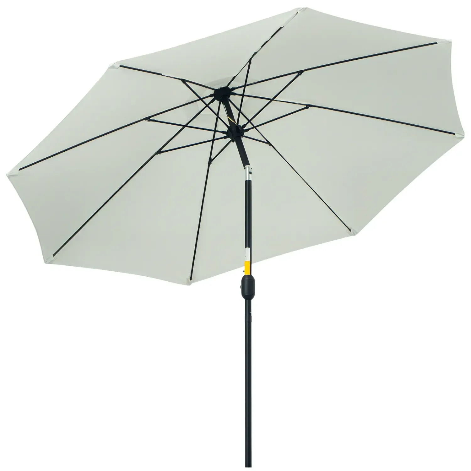 Outsunny Ombrellone da Giardino Rotondo con Manovella e Inclinabile a 3 Livelli, Ø265x240 cm, Crema
