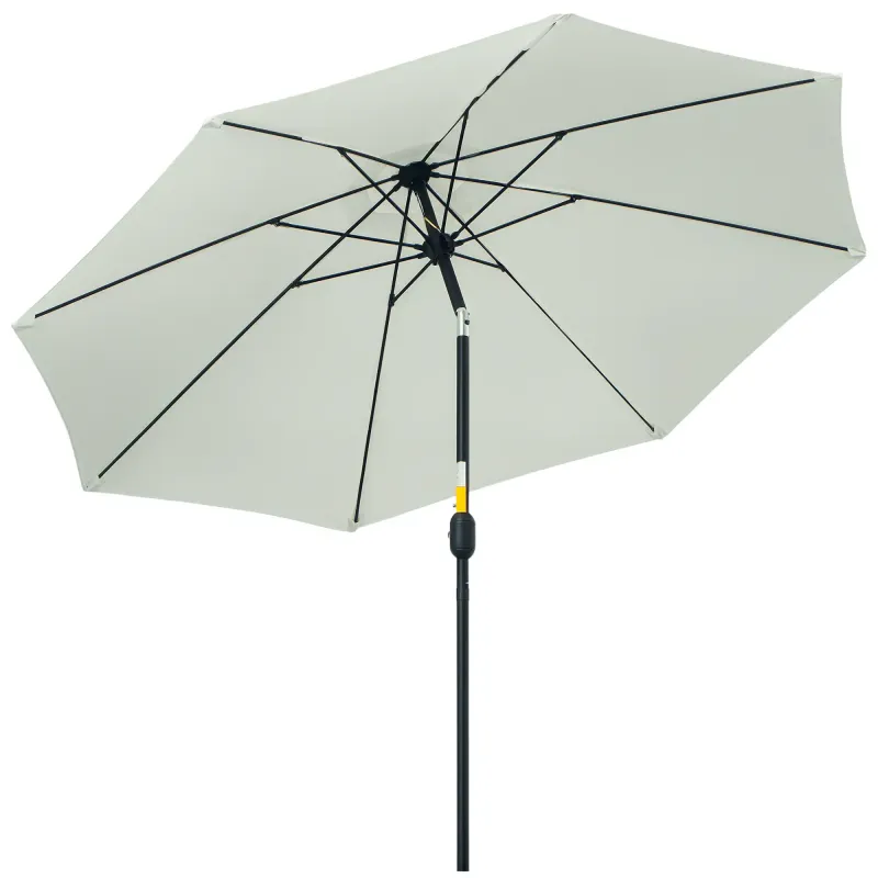 Outsunny Ombrellone da Giardino Rotondo con Manovella e Inclinabile a 3 Livelli, Ø265x240 cm, Crema