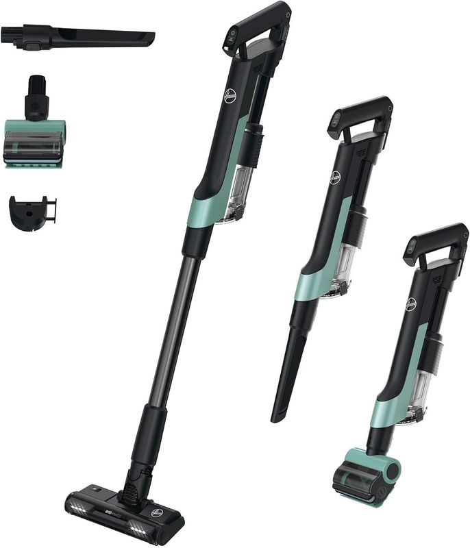 HOOVER HF2 Aspirapolvere senza fili Ultraleggero, POWERTIME 500, compattazione polvere per aumentare la potenza, spazzola per pavimenti duri Anti Groviglio, luci LED, Mini Turbo spazzola [HF201P]