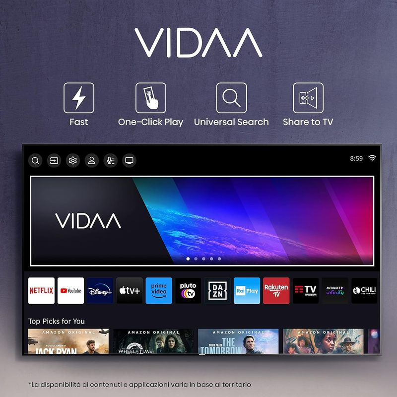 Hisense 40" HD 40E43KT, Smart TV VIDAA U6, Game Mode, Controlli vocali Alexa, Tuner DVB-T2/S2 HEVC 10, lativù [Classe di efficienza energetica F]
