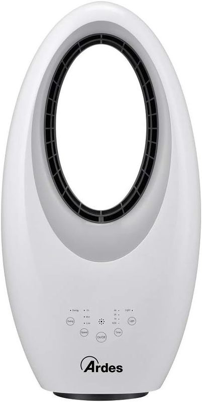 ARDES | AR5BL1 Ventilatore Senza Pale Potente e Silenzioso Ventilatore con Telecomando Luce Notturna Led Comandi Touch e Timer Modello Muna Bladeless