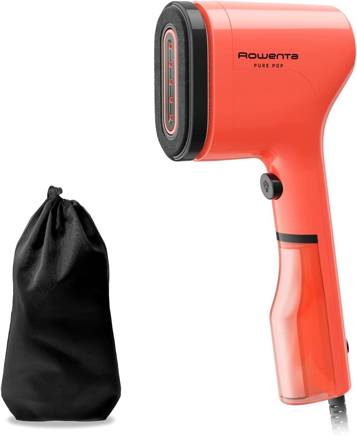 Rowenta Pure Pop DR2022, Ferro da Stiro Verticale Portatile a Vapore, Utile per Stirare e Igienizzare i Tuoi Capi, con Sistema Reversibile, Riscaldamento Rapido, Potenza 1300W, Colore Rosso Corallo
