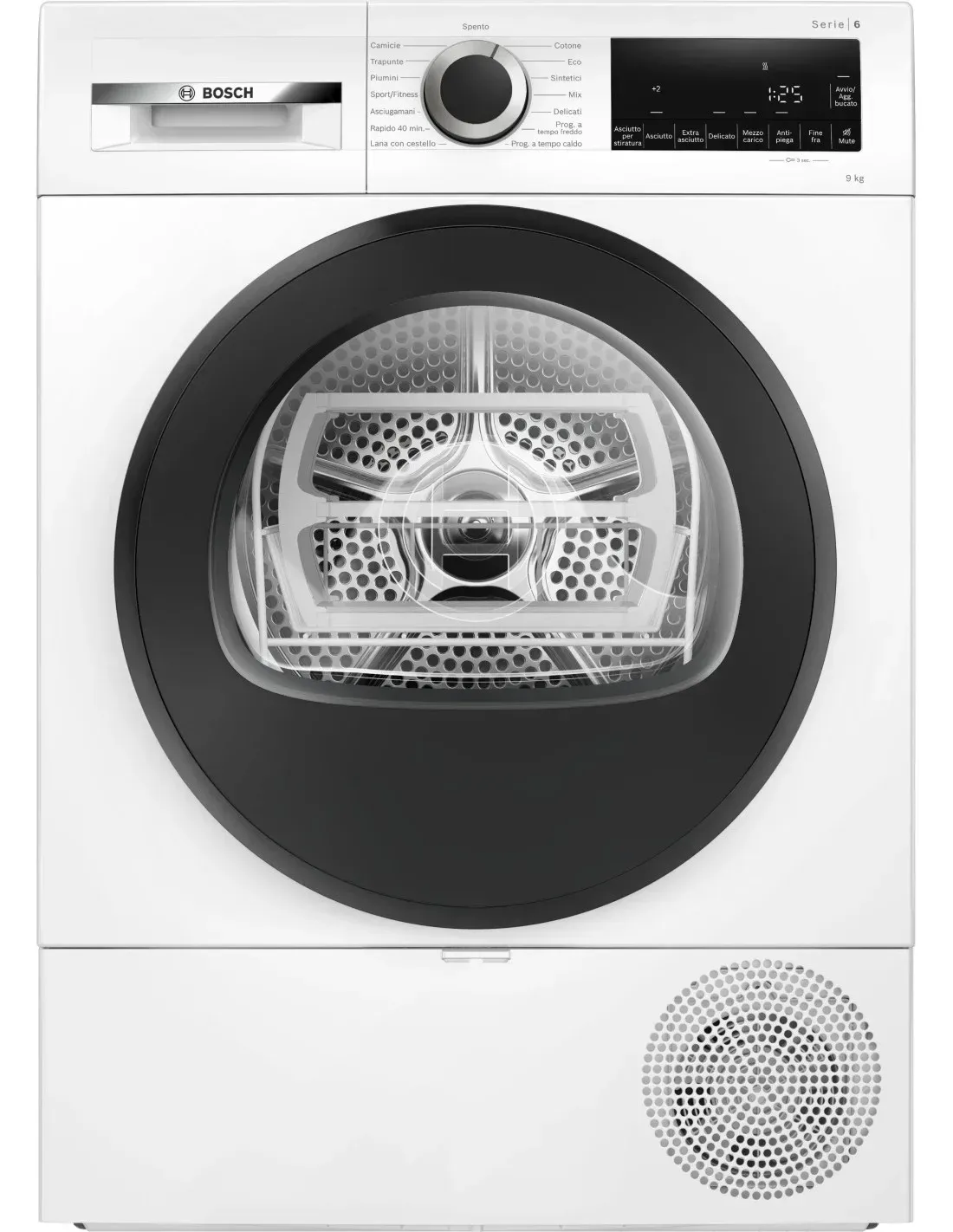 Bosch Asciugatrice 9 Kg Classe D con Pompa di Calore Profondità 61,3 cm Serie 6 - WQG24201IT