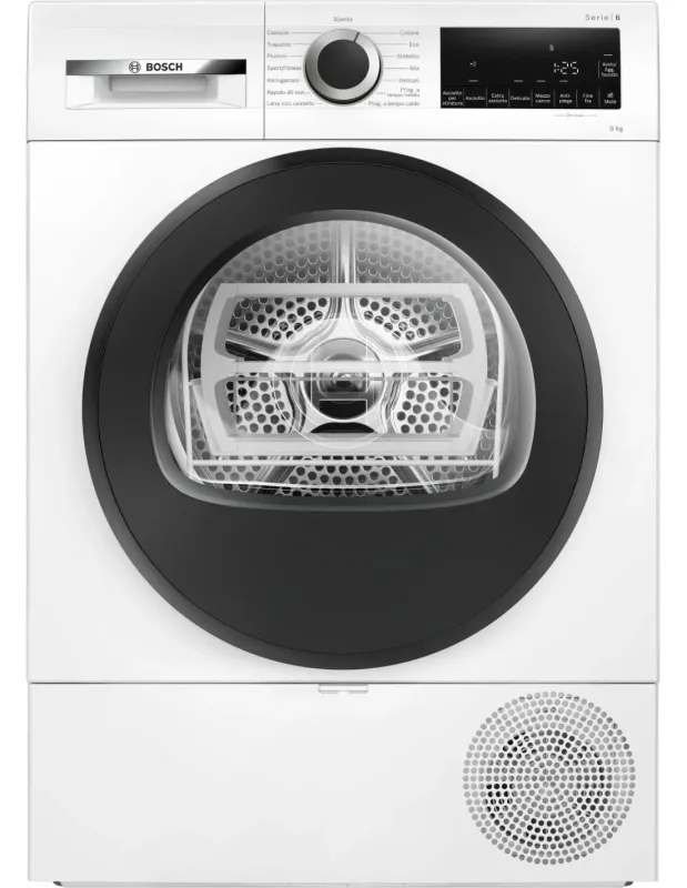 Bosch Asciugatrice 9 Kg Classe D con Pompa di Calore Profondità 61,3 cm Serie 6 - WQG24201IT