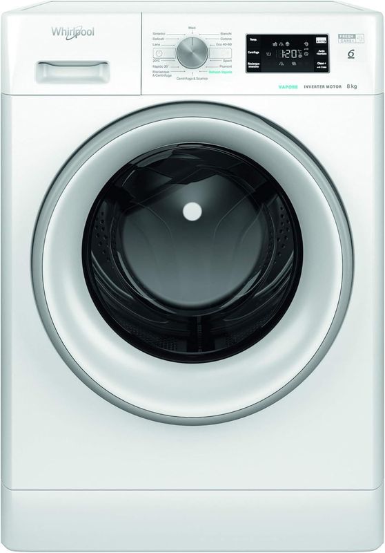 Whirlpool FFB 846 SV IT- Lavatrice 8 kg Libera Installazione, Carica Frontale. Centrifuga 1400 Giri Al Minuto. Larghezza 59,5cm, Profondità 63,0cm, Altezza 84,5cm, Classe Energetica A