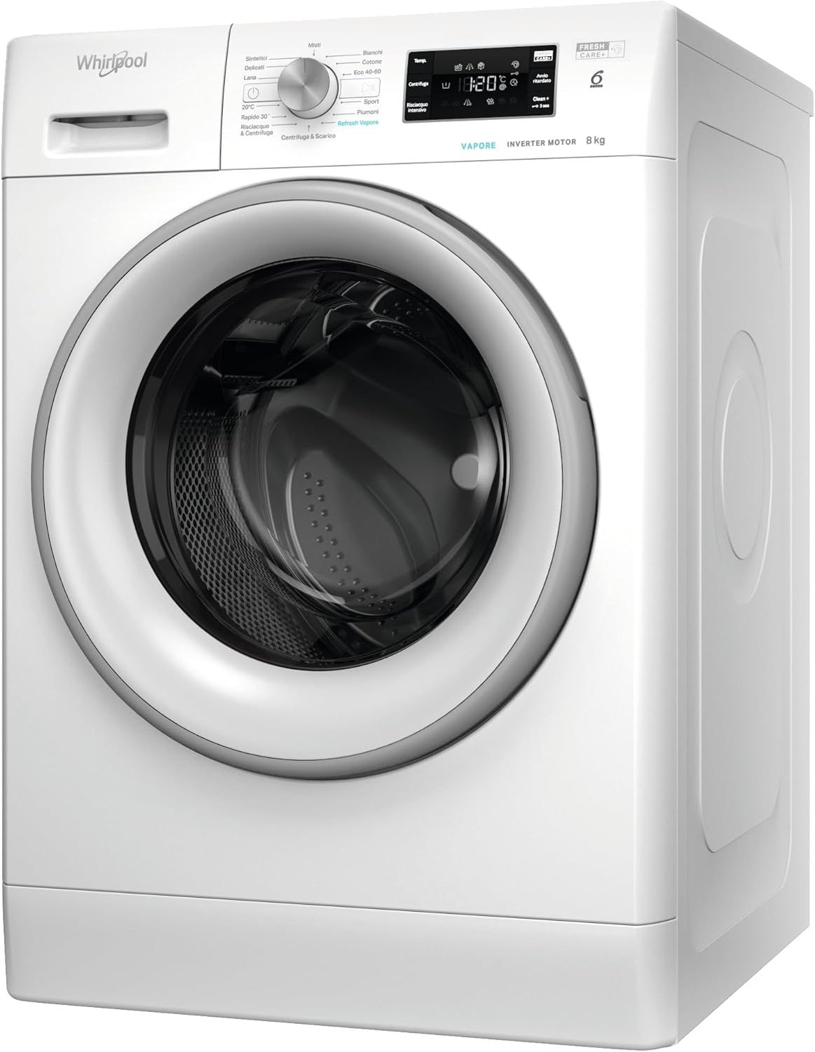 Whirlpool FFB 846 SV IT- Lavatrice 8 kg Libera Installazione, Carica Frontale. Centrifuga 1400 Giri Al Minuto. Larghezza 59,5cm, Profondità 63,0cm, Altezza 84,5cm, Classe Energetica A