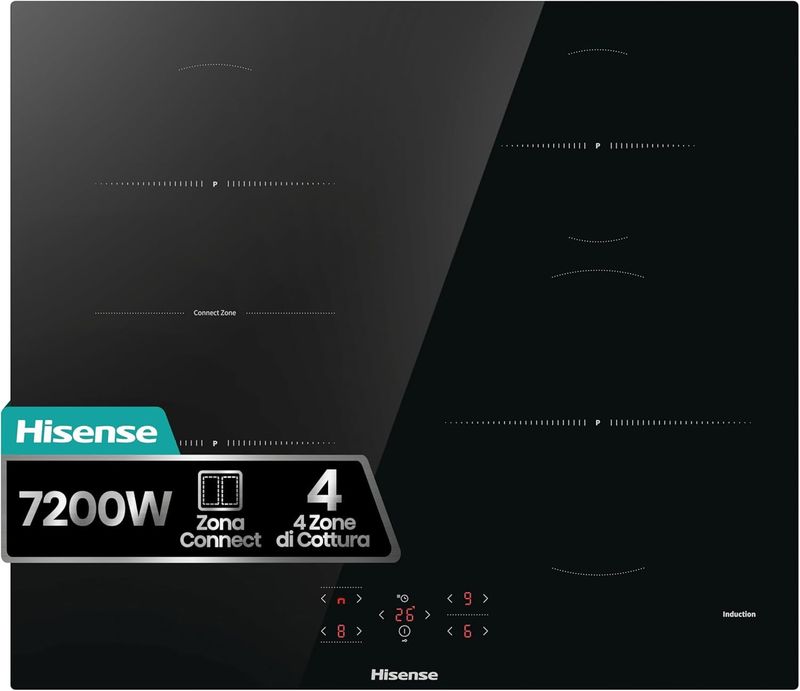 Hisense HI621FM - Piani Cottura a Induzione, 4 Zone di Cottura con Funzione Bridge, Funzione Power Boost, Timer di cottura, Indicatore di calore residuo, Nero, 595 × 54 × 520 Hisense HI621FM - Piani Cottura a Induzione, 4 Zone di Cottura con Funzione Bridge, Funzione Power Boost, Timer di cottura, Indicatore di calore residuo, Nero, 595 × 54 × 520