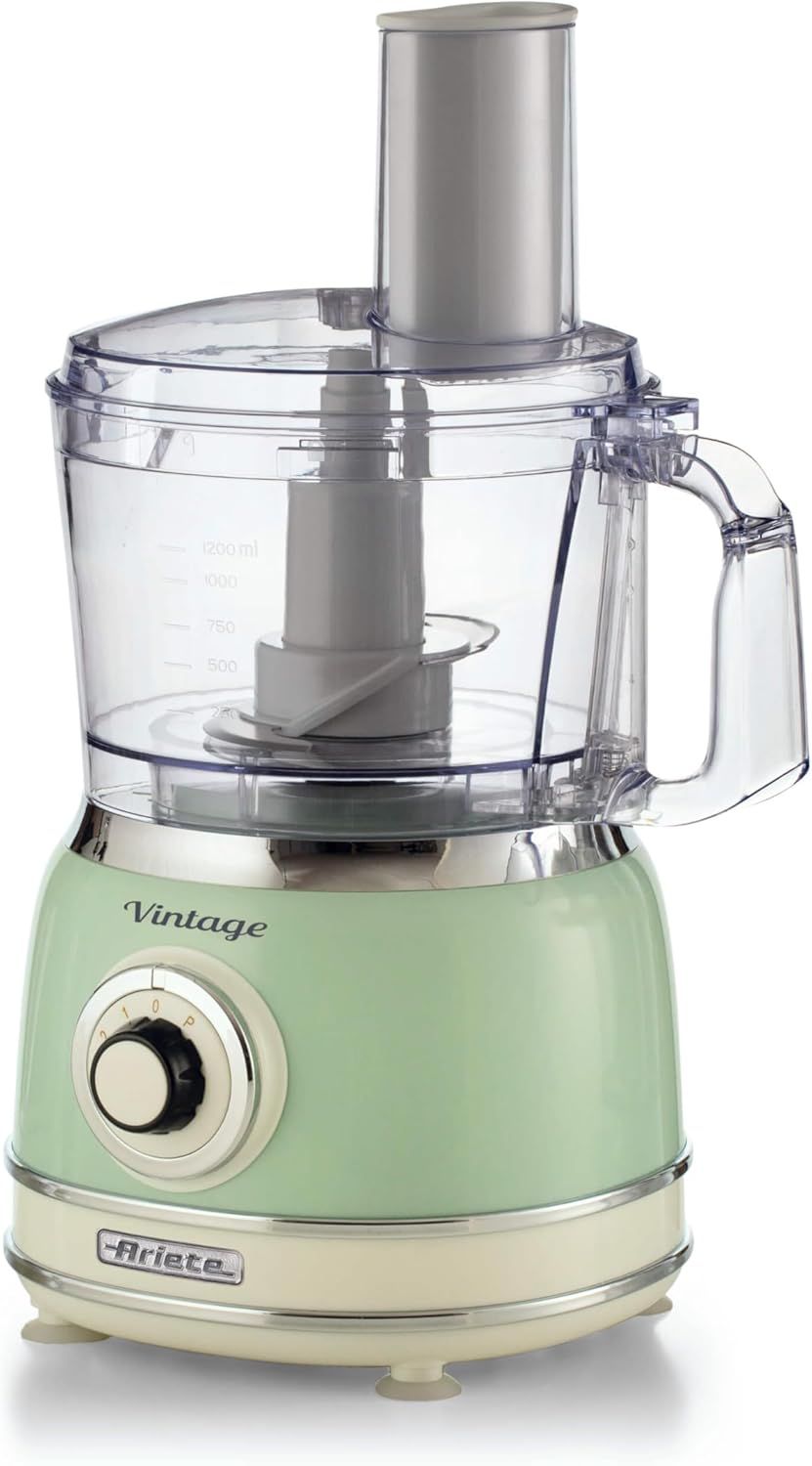 Ariete 1781 Robot da cucina Vintage, 1000W, Capacità 2,1L, Per preparazione impasti, Verde-Beige-Celeste