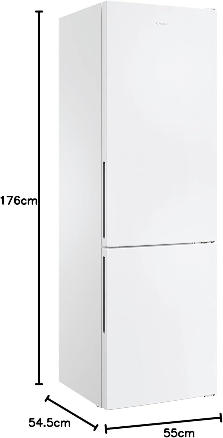 Candy CCT3L517EW, Frigorifero Combi, 55 cm, Altezza 1,77 m, 260 l, Low Frost, Funzione SuperCool, Cassetto Verdura, Controllo elettronico interno, LED, Porte reversibili, 39 dB, Classe E