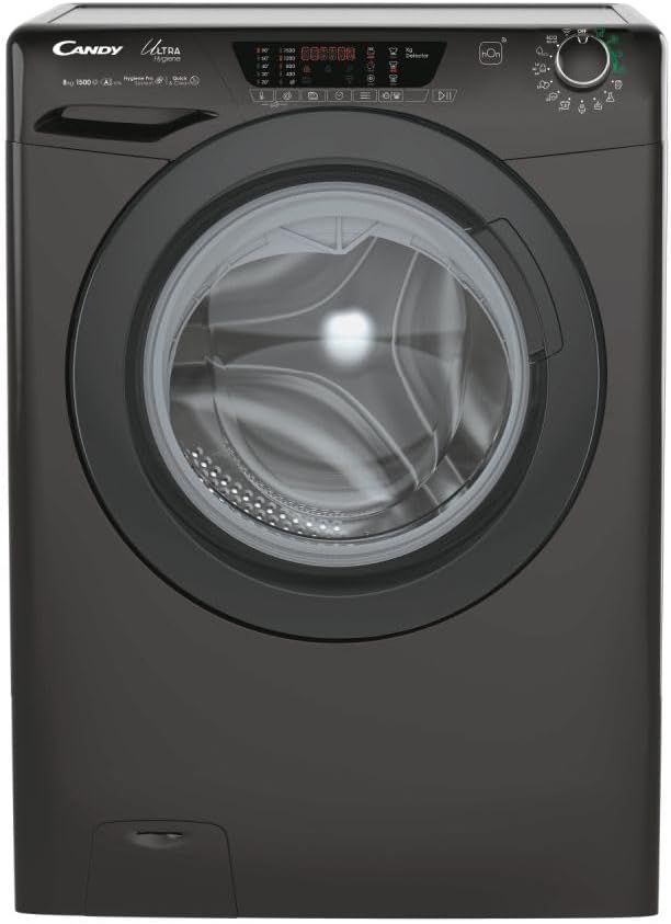 Candy HE1584TWMBB6-S Ultra Hygiene Lavatrice 8 Kg Classe A-10% Profondita' 53 cm Centrifuga 1500 giri Motore Inverter colore Nero [Classe di efficienza energetica A]