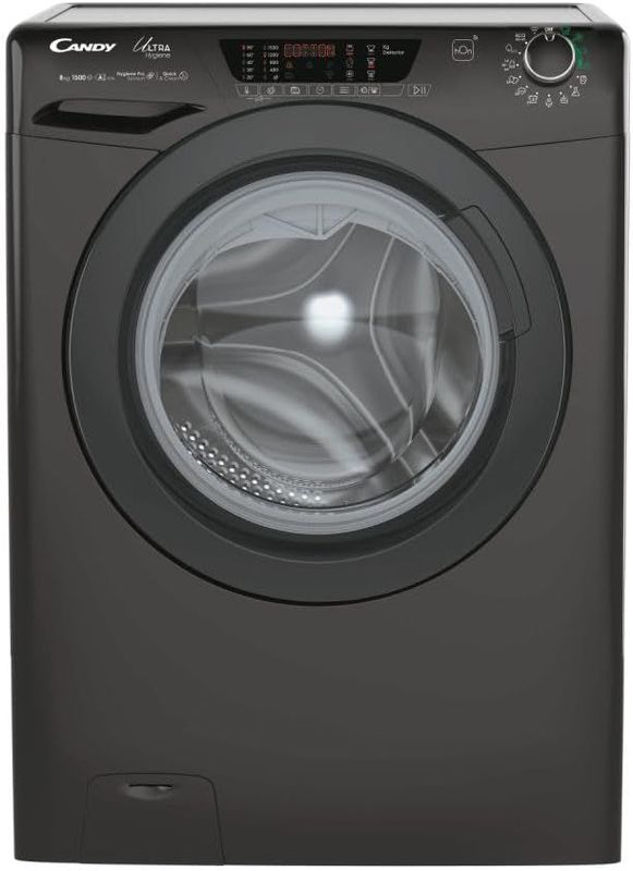 Candy HE1584TWMBB6-S Ultra Hygiene Lavatrice 8 Kg Classe A-10% Profondita' 53 cm Centrifuga 1500 giri Motore Inverter colore Nero [Classe di efficienza energetica A]