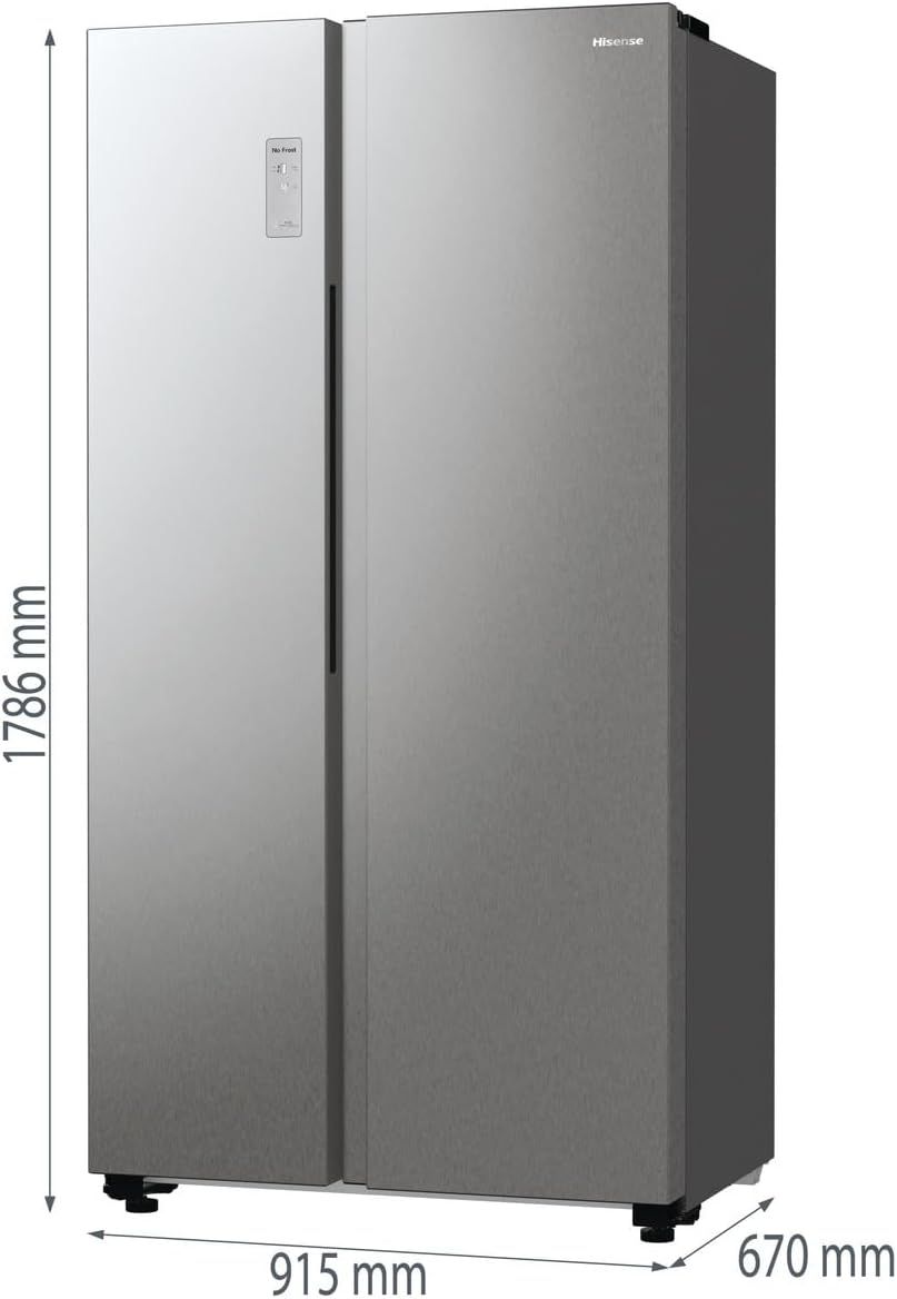 Hisense RS711N4ACE Frigorifero Side by Side, Grande capactià 550 litri, Inox, Total No Frost, Convert active zone, Classe E, Motore Inverter, Controllo Elettronico Touch, Cassetto Fresh Crisper [Class