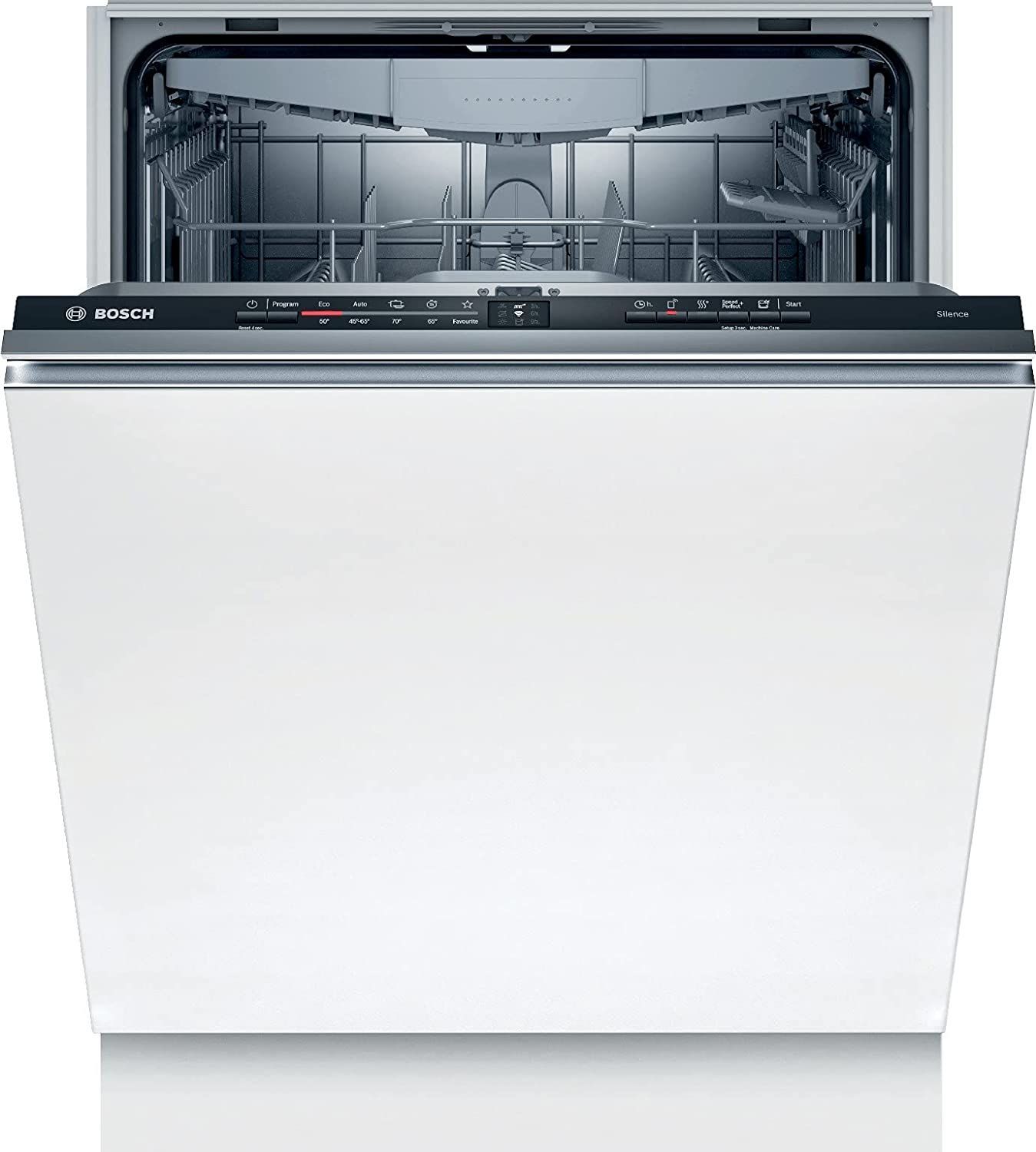 Bosch SMV2HVX02E Serie 2, Lavastoviglie Smart da incasso a scomparsa totale, Cestelli personalizzabili, Terzo cestello posate, Indicatore di funzionamento a pavimento, Motore EcoSilence Drive, 60 cm.