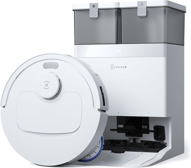 ECOVACS DEEBOT T30C OMNI Robot Aspirapolvere e Lavapavimenti, 20.000 Pa, ZeroTangle 3.0, TruEdge 2.0, TrueMapping 2.0, Lavaggio dei panni con acqua calda a 75°C, Stazione OMNI All-in-One, Bianco