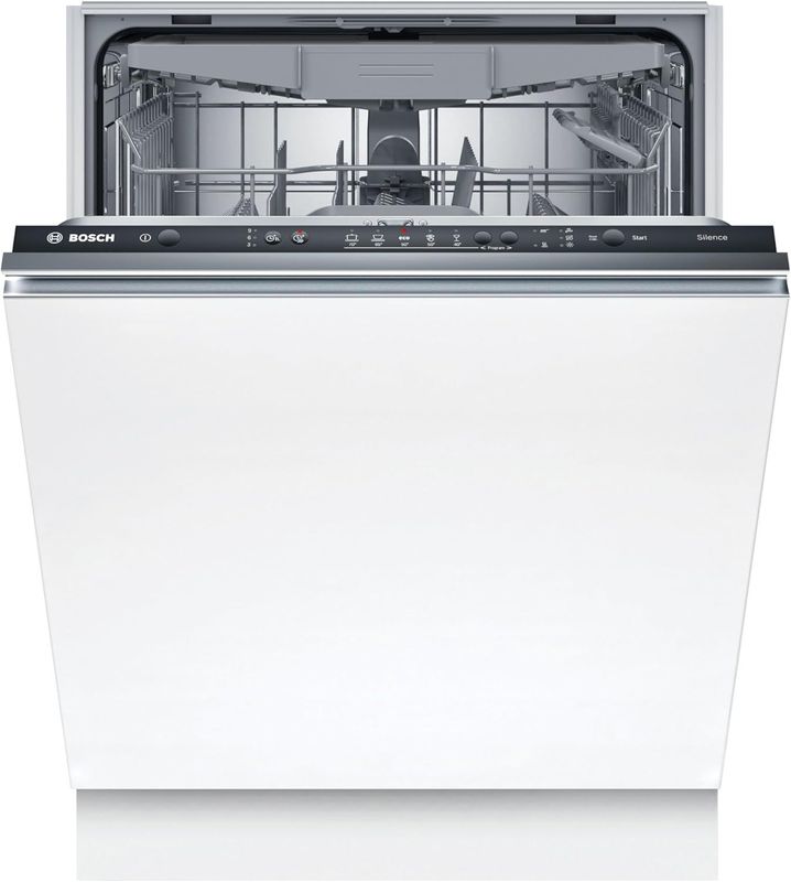 Bosch SMV25EX02E Serie 2, Lavastoviglie da incasso a scomparsa totale, InfoLight: Indicatore LED avanzamento programma, 3 cestello, EcoDosage, AquaStop, 60 cm [Classe di efficienza energetica E]