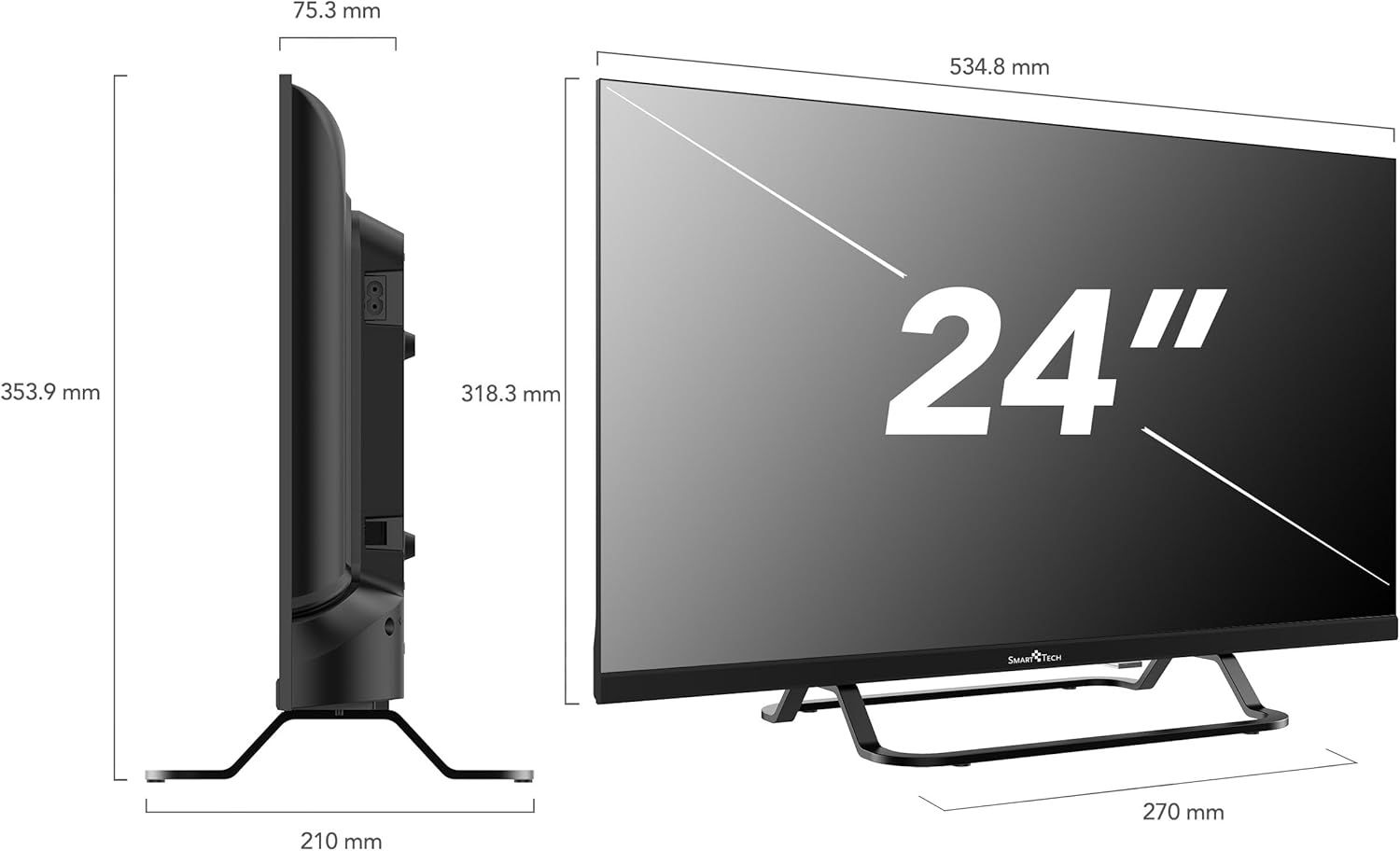 24HW01V TVC LED 24 HD 2K SMART TV 3 HDMI 2 USB BASECENTRA [Classe di efficienza energetica E]
