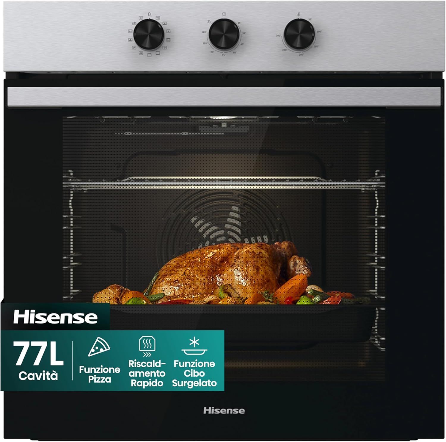 HISENSE BI62111AXTC FORNO INCASSO, dimensioni: L 59,5 cm - A 59,5 cm - P 56,4 cm, Acciaio inox, classe A