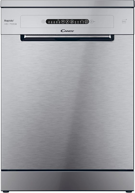 Candy Rapido' Lavastoviglie a Libera Installazione 60 cm, 13 Coperti, 5 Programmi, Wi-Fi + BLE, Maxi TUB, Partenza Ritardata 3-6-9h, Motore Inverter, Classe C, 59,7 x 59,8 x 82 cm, Inox Classe C