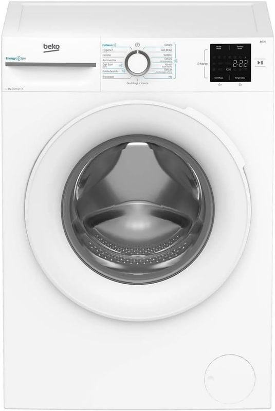 Beko b300 BMWU3821W: Lavatrice 8kg, Classe A, 1200giri, linea estetica NX, motore inverter, Display Touch, oblò bianco, tecnologia EnergySpin™