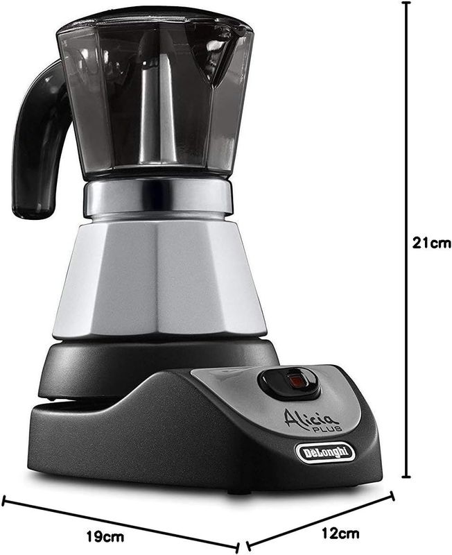 De'Longhi Alicia PLUS EMKM4.B Caffettiera Moka Elettrica 2-4 Tazze, 450 W, Nero/Argento De'Longhi Alicia PLUS EMKM4.B Caffettiera Moka Elettrica 2-4 Tazze, 450 W, Nero/Argento