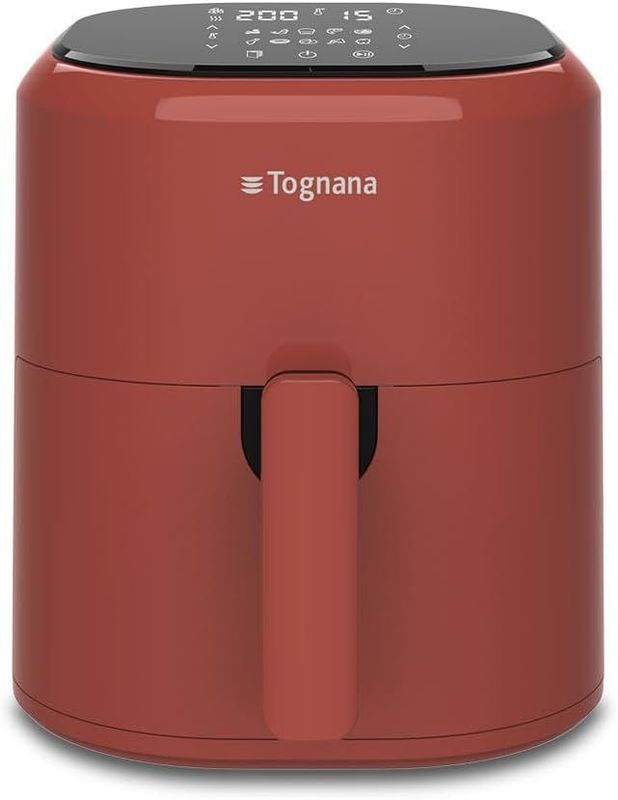 Tognana Iridea, Friggitrice ad aria 4,5 L con contenitore e griglia antiaderente e display digitale, rosso mela