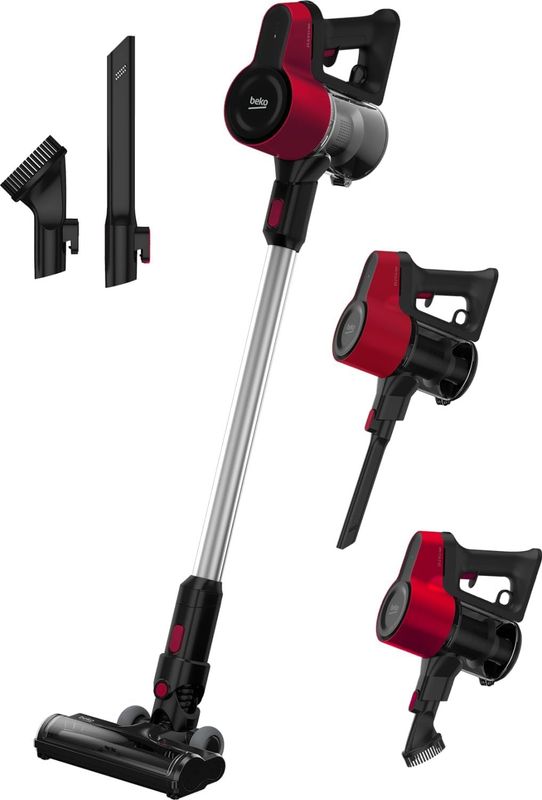 Beko - VRT50121VR - Aspirapolvere Senza Fili VEGA, Scopa Ricaricabile Multifunzione, 110 W, 0,6 Lt, 45 Min Di Autonomia - Rosso, 27 x 22 x h122 cm, 2.25 kg