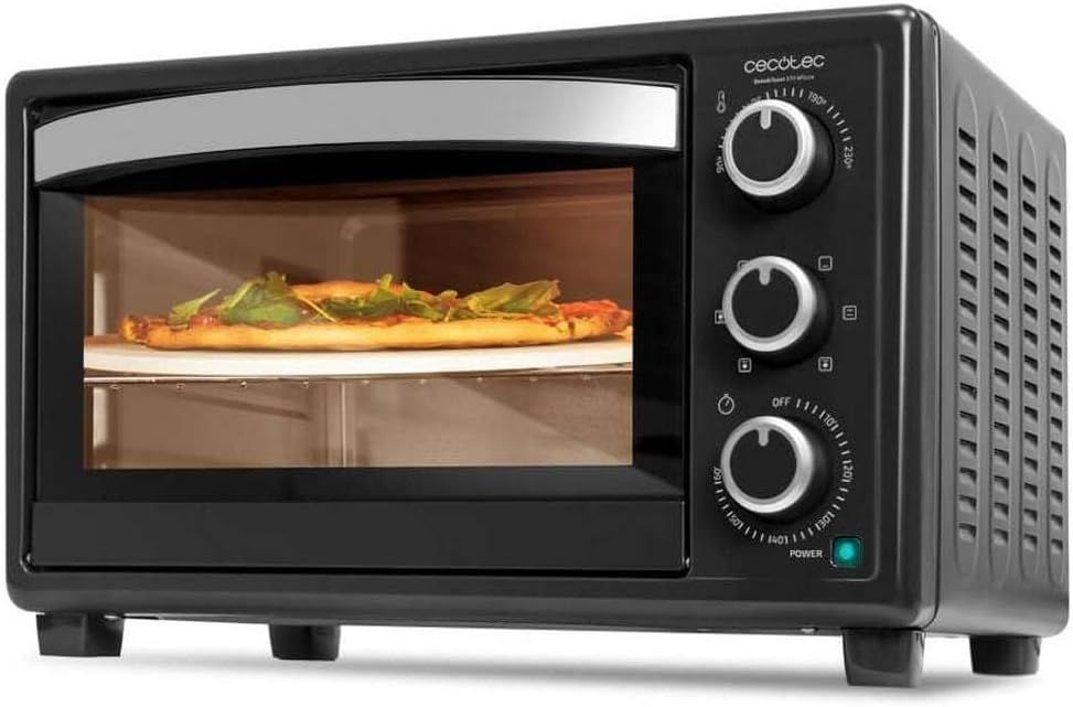 Cecotec Forno da Tavolo Bake&Toast 2600 Black 4Pizza. 26 L, 1500 W, Include Pietra Pizza per risultati come un tradizionale Forno a Pietra, 6 diverse Funzioni, Vassoio Raccoglimiglie