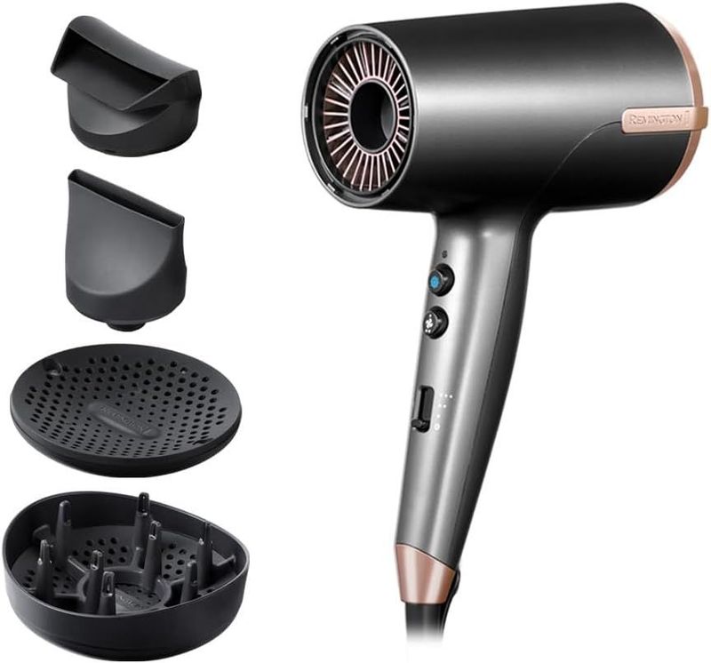 Remington ONE Asciugacapelli 2000W - Asciuga, Arriccia e Genera Onde Naturali - 4 accessori: flyaway, 2 diffusori, bocchetta per styling, 8 combinazioni di riscaldamento e velocità, D6077