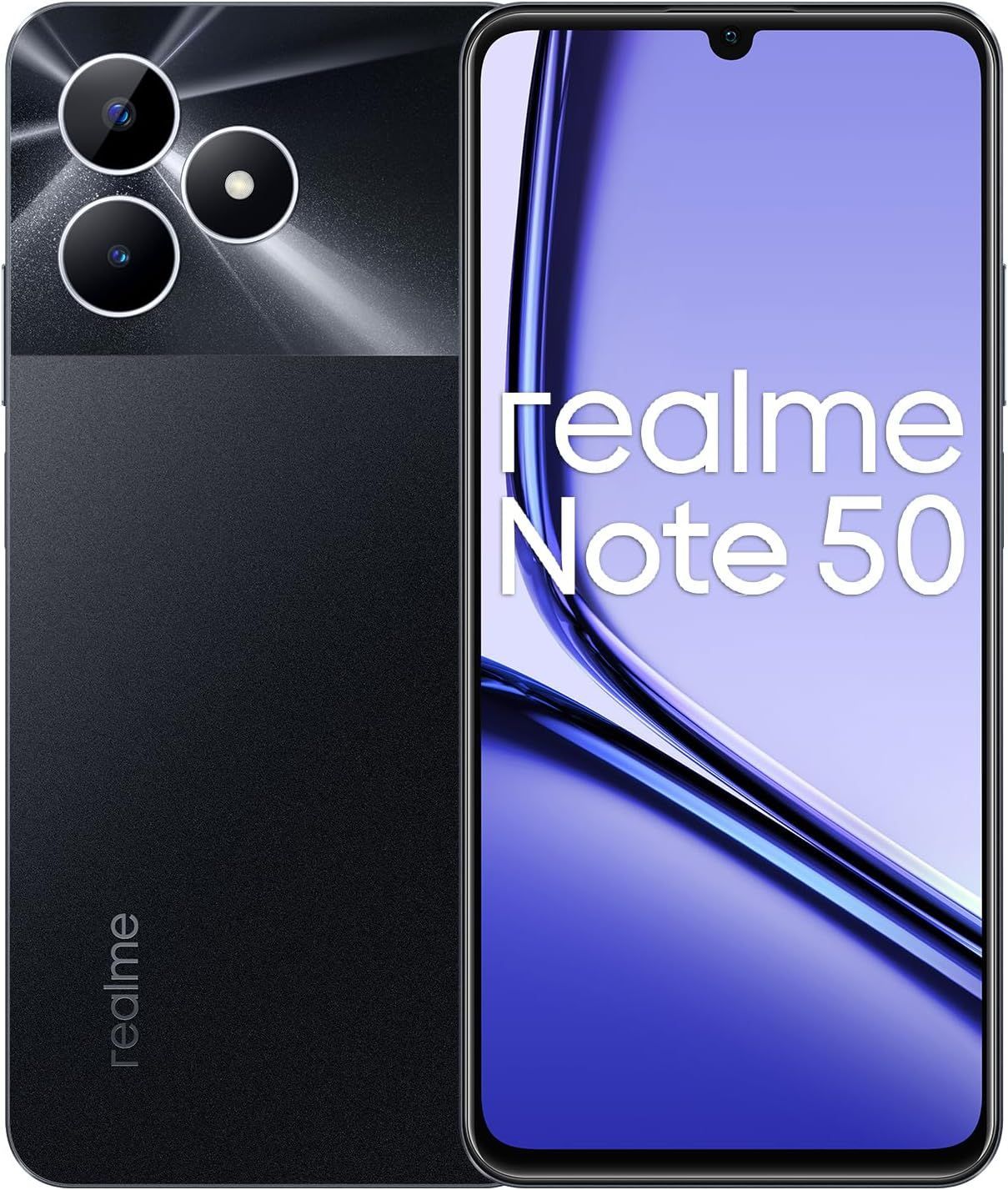 realme Note 50 Smartphone 3+64 GB, Display da 90 Hz, Protezione di fluidità di utilizzo per 48 mesi, Fotocamera AI da 13MP, Batteria di lunga durata da 5.000mAh, Midnight Black(no adapter)