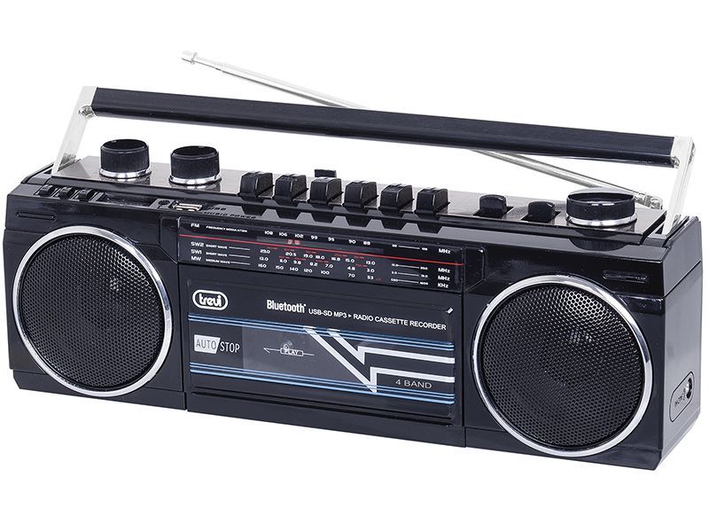 Radio Registratore Portatile USB SD Wireless Cassetta Trevi RR 501 BT Nero Radio Registratore Portatile USB SD Wireless Cassetta Trevi RR 501 BT Nero