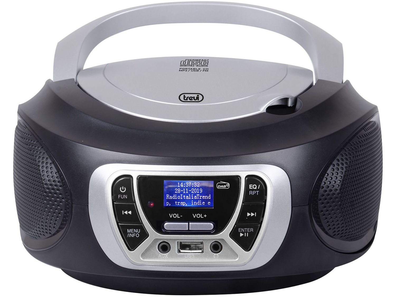 Stereo Portatile Boombox CD DAB DAB+ AUX-IN Trevi CMP 510 DAB Nero Stereo Portatile Boombox CD DAB DAB+ AUX-IN Trevi CMP 510 DAB Nero
