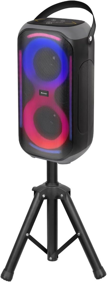 Trevi XFest XFM 225 W Speaker Wireless 50W con Treppiede e Microfono Senza Fili, Cassa Portatile per Feste e Karaoke con TWS, USB, AUX-IN, Luci LED Multicolor, Batteria Ricaricabile USB-C Trevi XFest XFM 225 W Speaker Wireless 50W con Treppiede e Microfono Senza Fili, Cassa Portatile per Feste e Karaoke con TWS, USB, AUX-IN, Luci LED Multicolor, Batteria Ricaricabile USB-C
