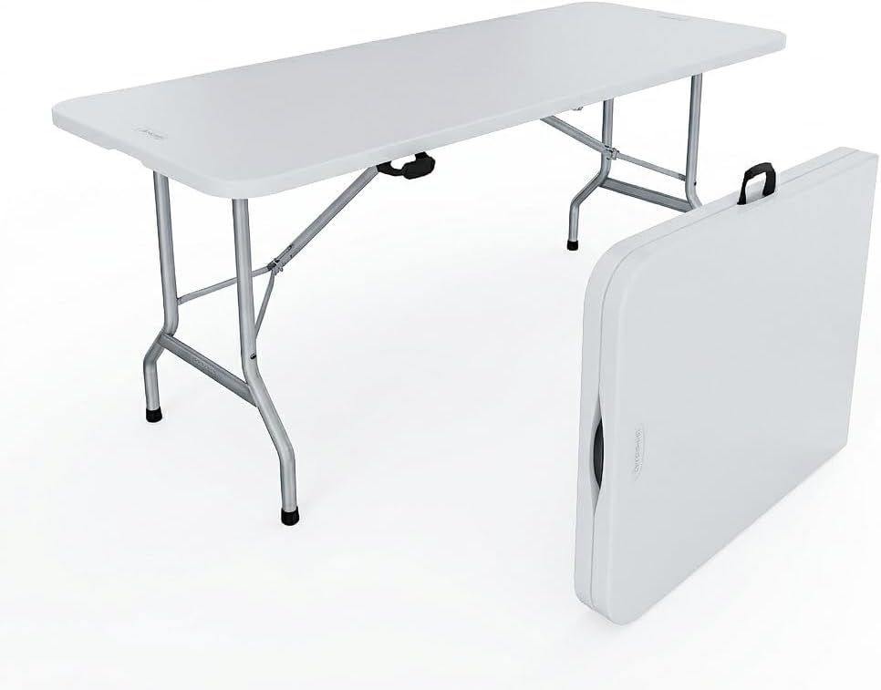 Tavolo tavolino pieghevole in dura resina set birreria facile trasporto bianco 180x70