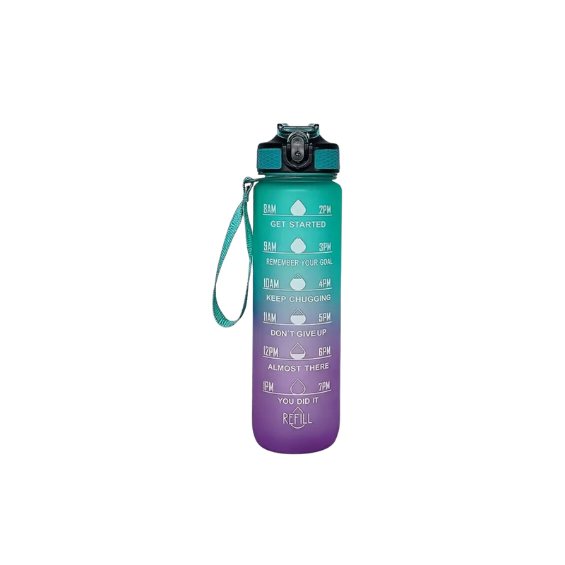 Motivatie ​Waterfles 1 liter (groen-paars)