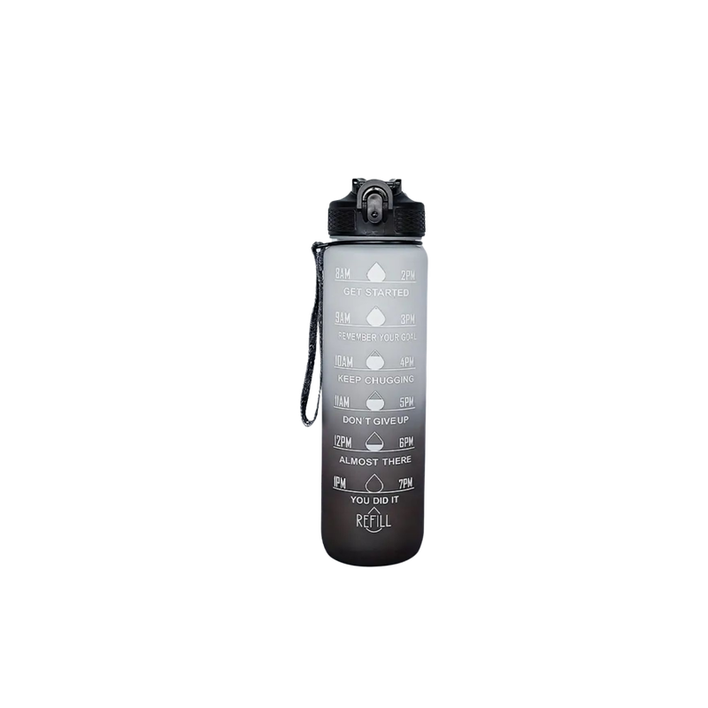 Motivatie ​Waterfles 1 liter (grijs-zwart)