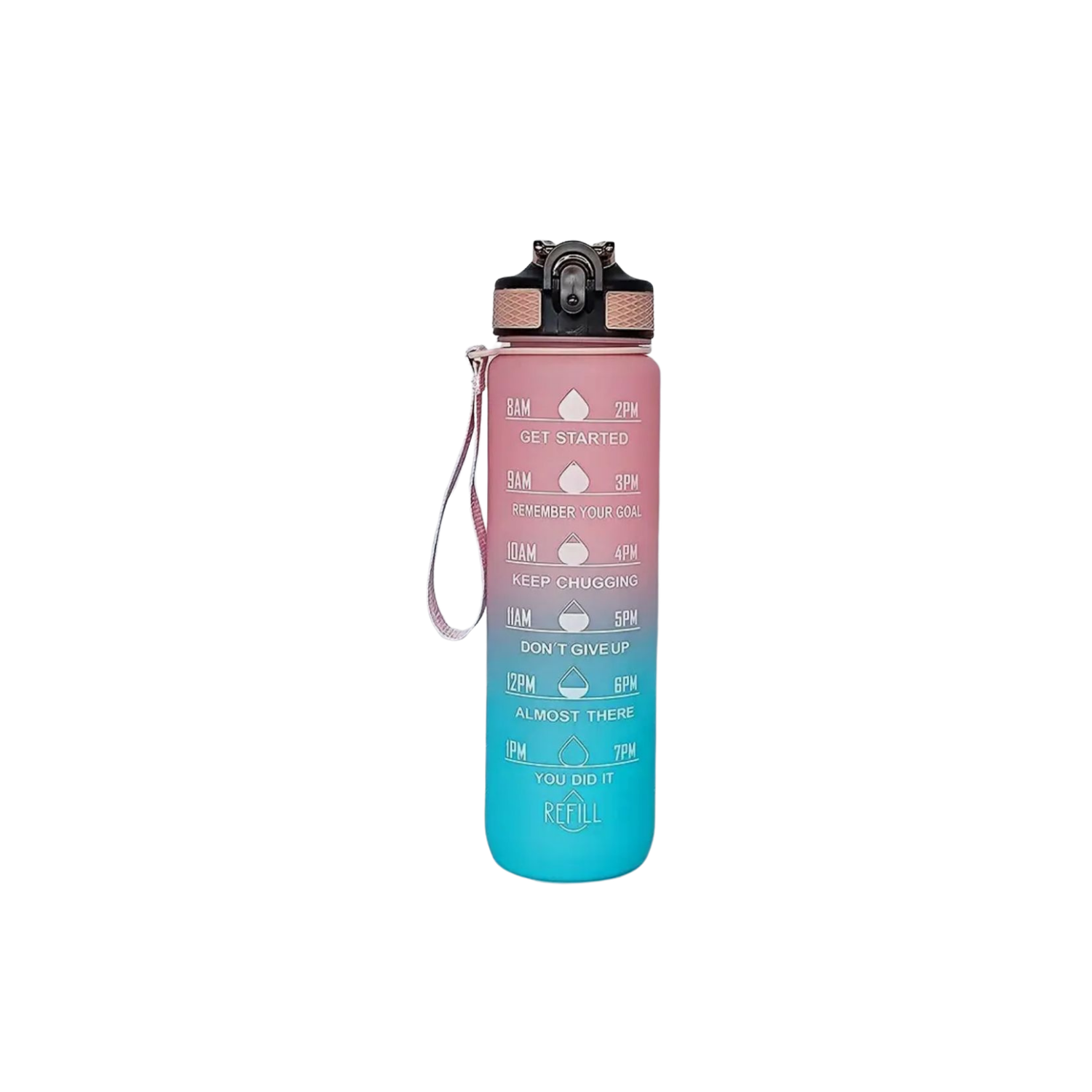 Motivatie ​Waterfles 1 liter (roze-blauw)
