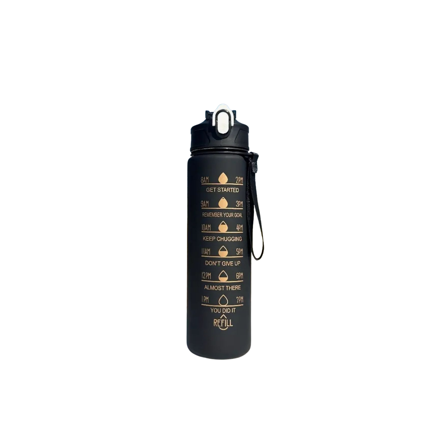 Motivatie ​Waterfles 0,75 liter (zwart-goud)