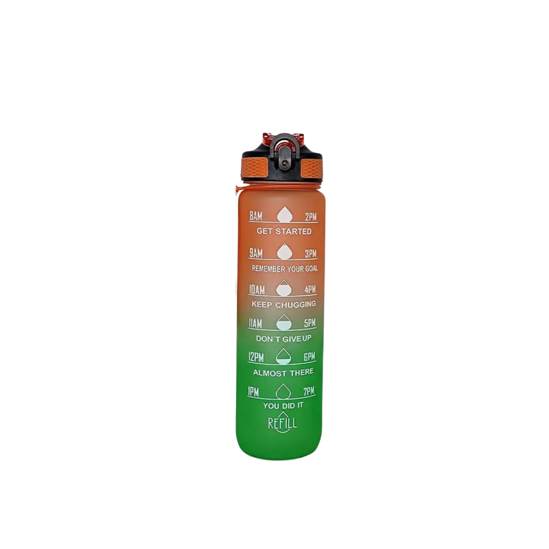 Motivatie ​Waterfles 1 liter (oranje-groen)
